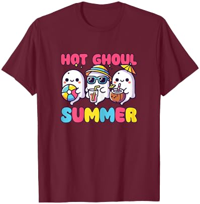 Summerween Hot Ghoul Summer Halloween Ghost T-Shirt - T-Shirt | Maroon