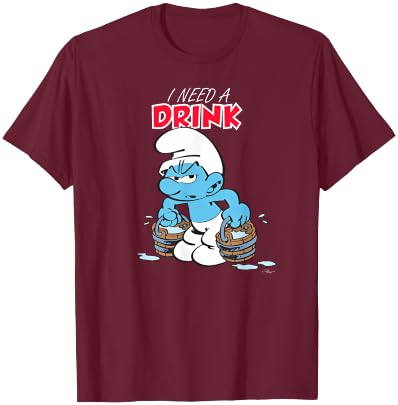 The Smurfs I Need A Drink T-Shirt - T-Shirt | Maroon