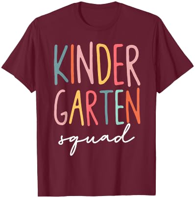 Kindergarten Squad Kinder Kids Teacher Crew Back To School T-Shirt - T-Shirt | Maroon