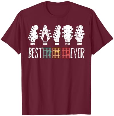 Vintage Best Guitar DAD Ever Music Chords Father Musician T-Shirt - T-Shirt | Maroon