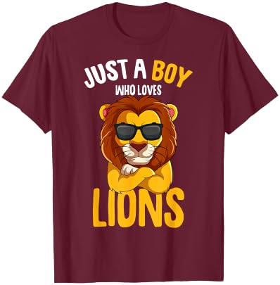 Just a Boy who loves Lions Toddler Boy Kids Lion T-Shirt - T-Shirt | Maroon