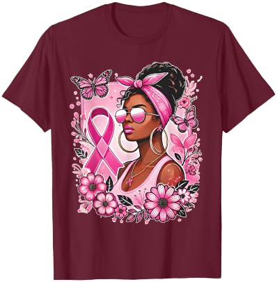 Breast cancer awareness African American support Wear Pink T-Shirt - T-Shirt | Maroon