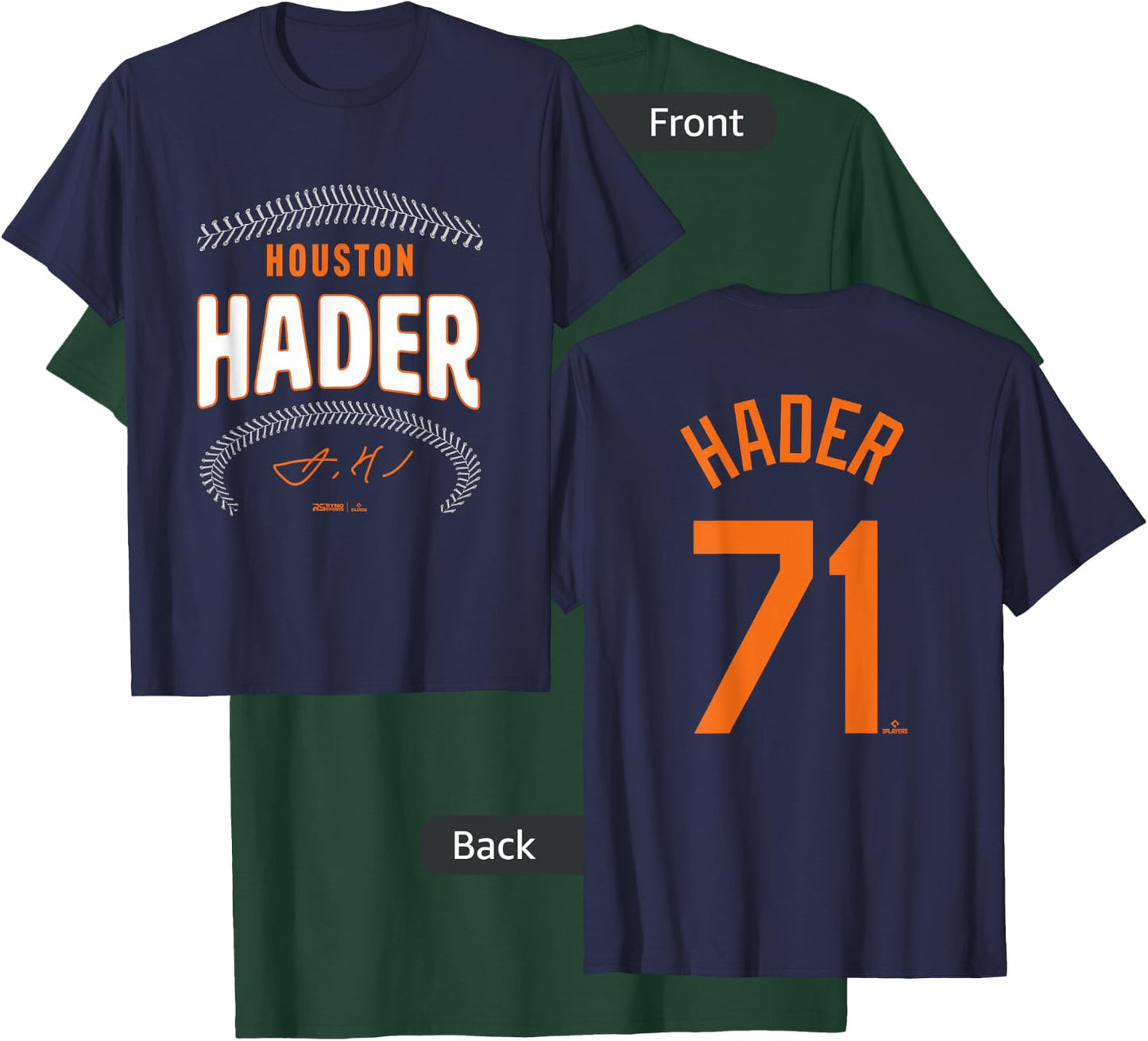 Josh Hader Houston Name & Number (Front & Back) MLBPA T-Shirt - T-Shirt | Forest