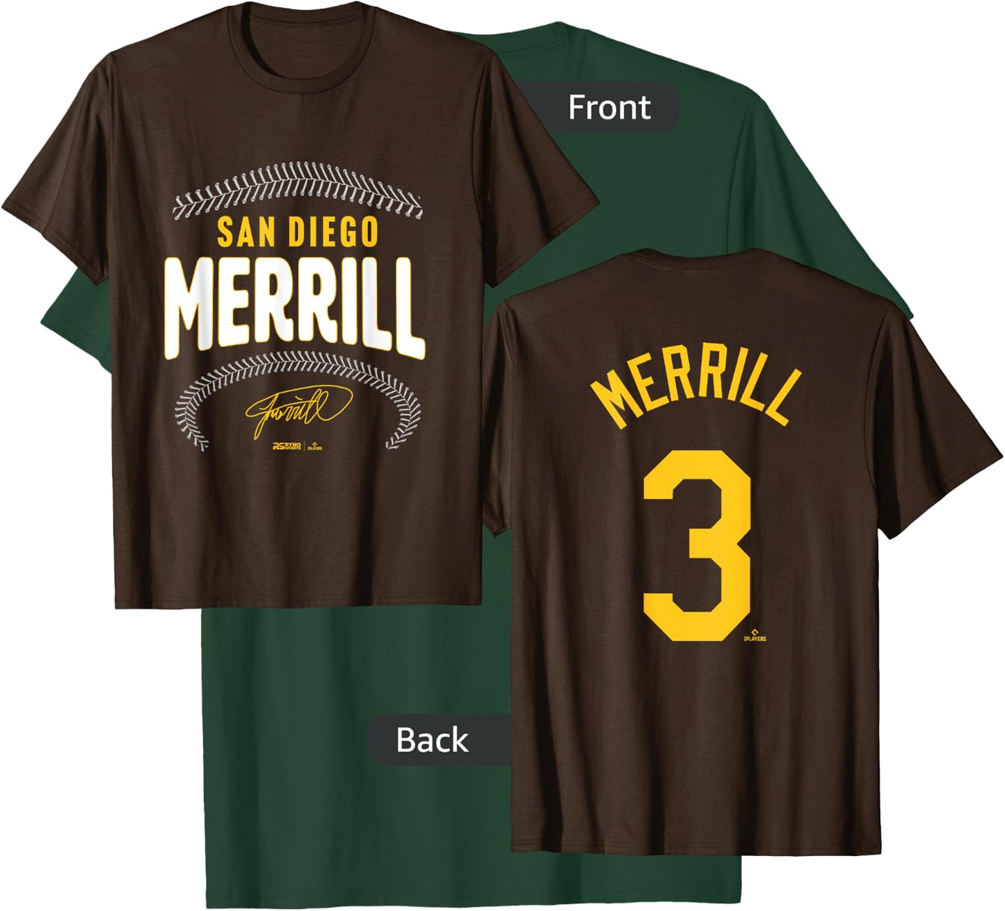 Jackson Merrill San Diego Name & Number (Front&Back) MLBPA T-Shirt - T-Shirt | Forest