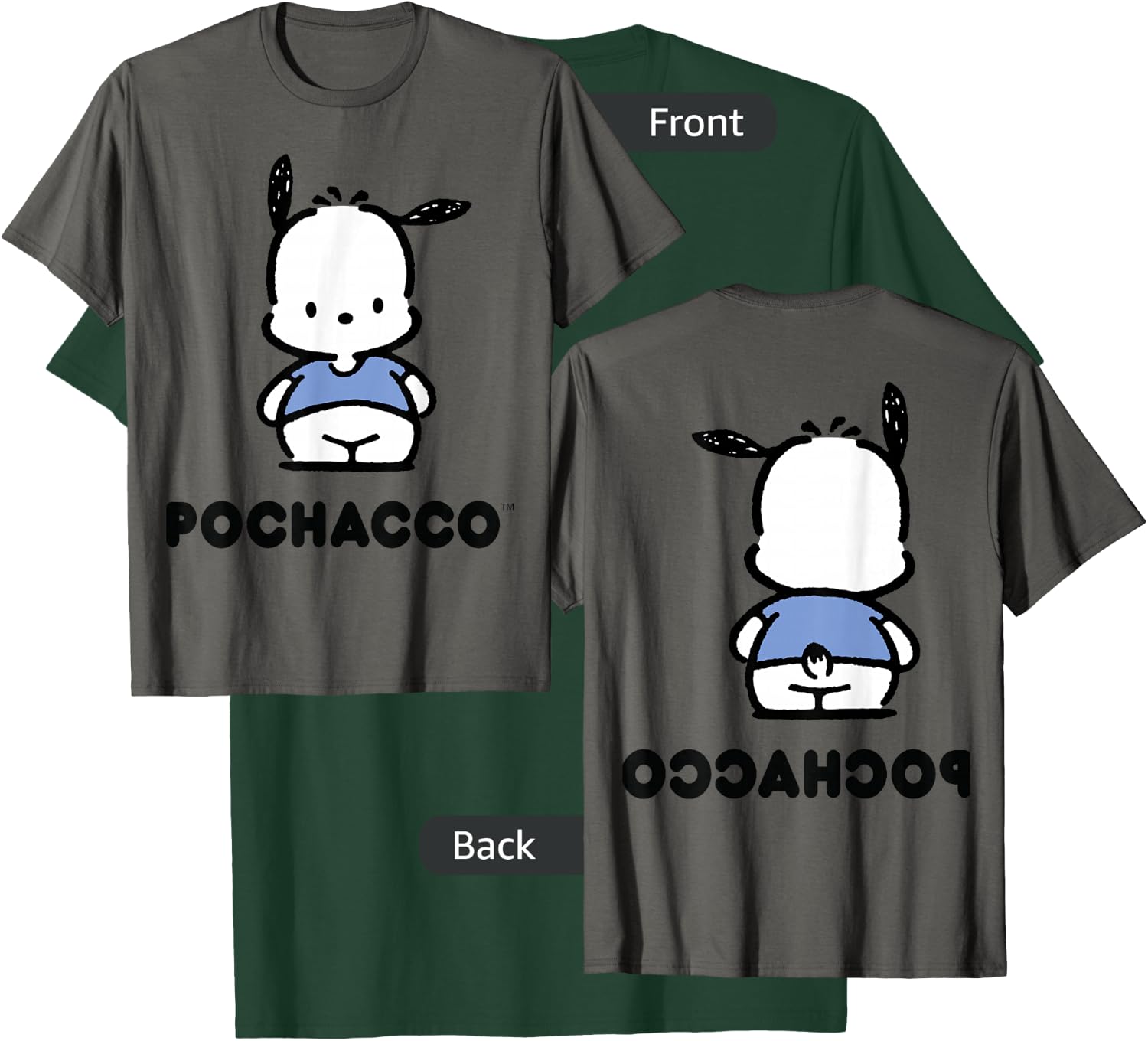 Pochacco Character Front and Back T-Shirt - T-Shirt | Forest