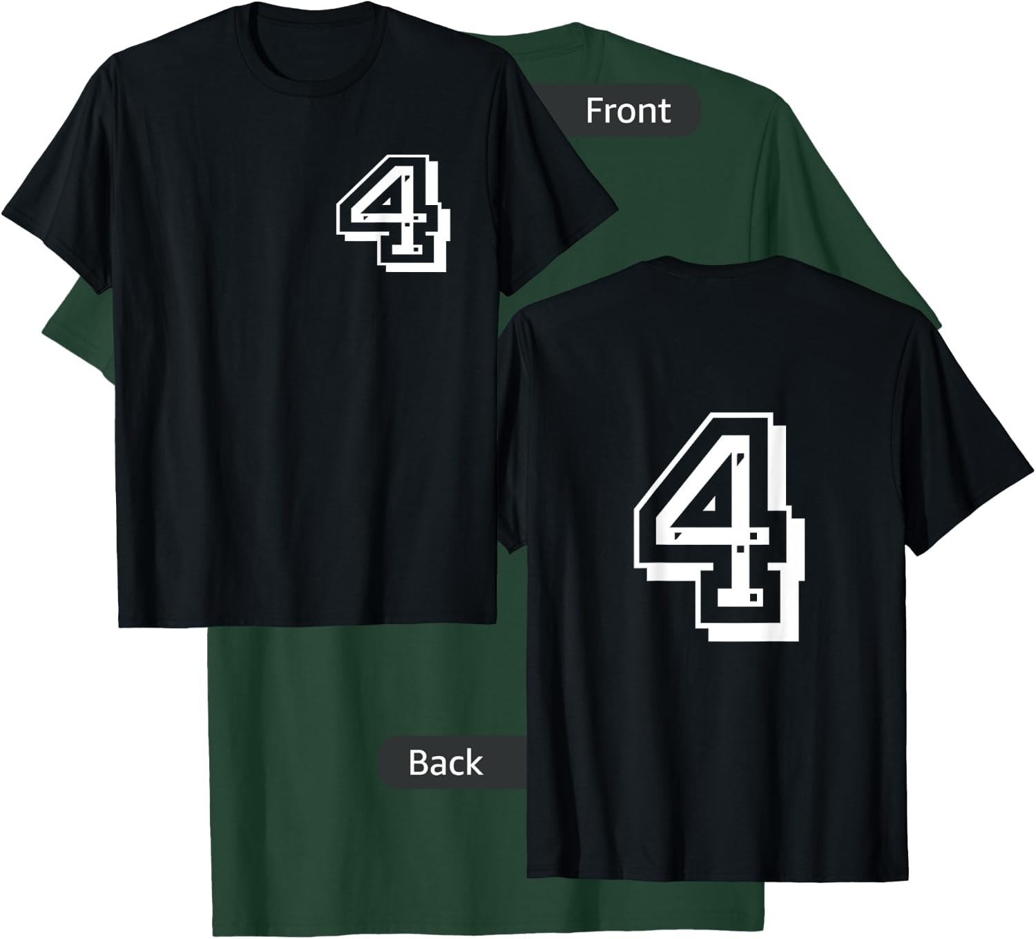 Front and Back number 4 Jersey My Favorite Player #4 T-Shirt - T-Shirt | Forest