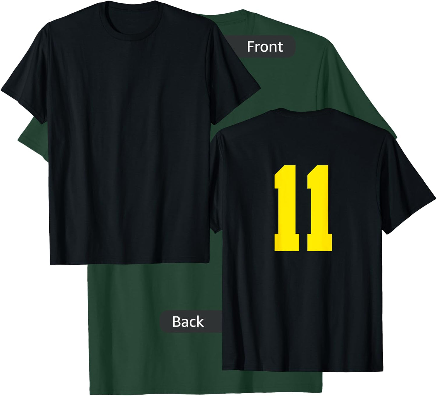 Yellow Number 11 ( on Back) Sports Team Jersey Number T-Shirt - T-Shirt | Forest