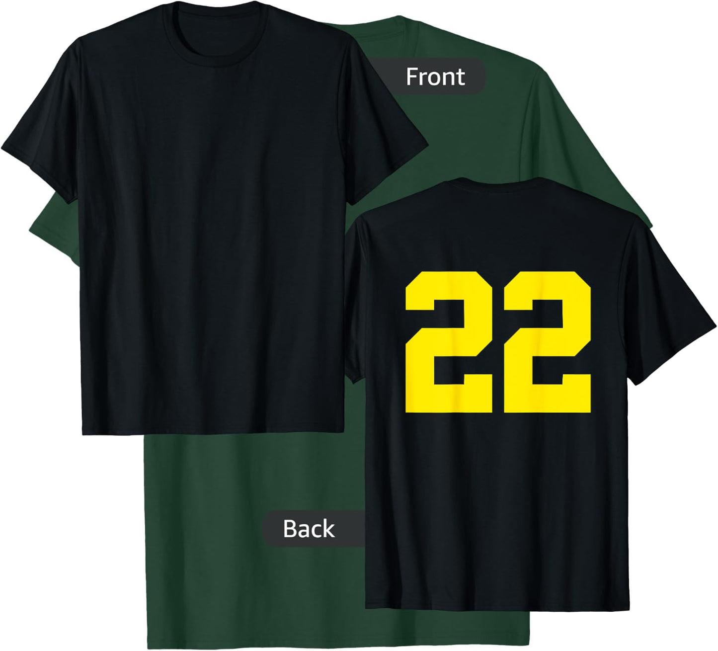 Yellow Number 22 (on Back) Sports Team Jersey Number T-Shirt - T-Shirt | Forest