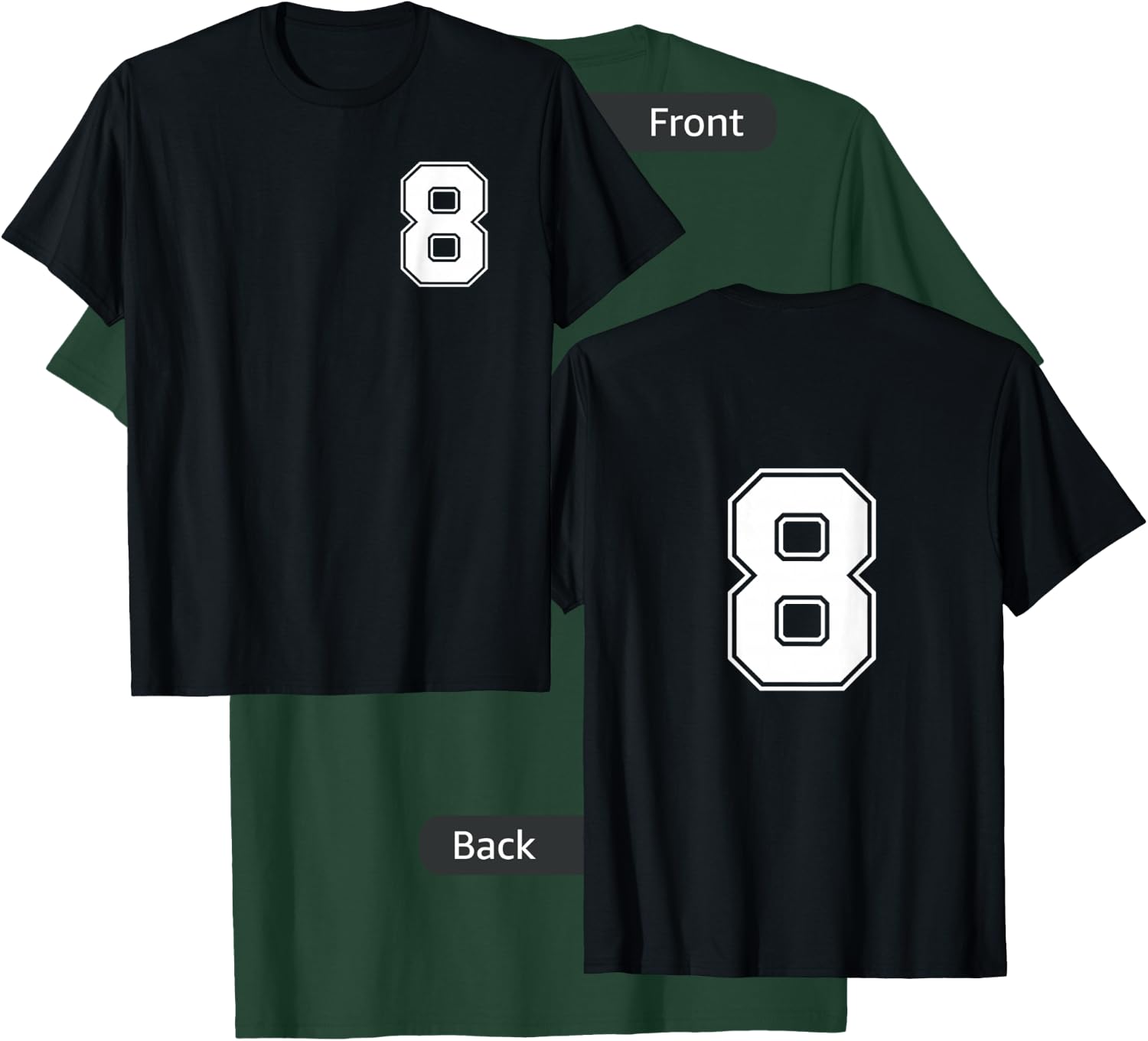 Front and Back Number 8 Jersey My Favorite Player #8 T-Shirt - T-Shirt | Forest