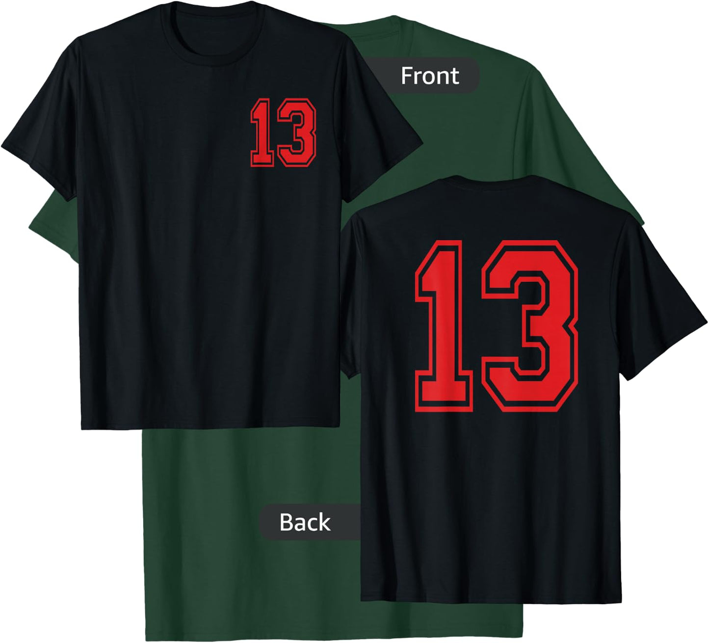 Number 13 in Red T-Shirt - T-Shirt | Forest