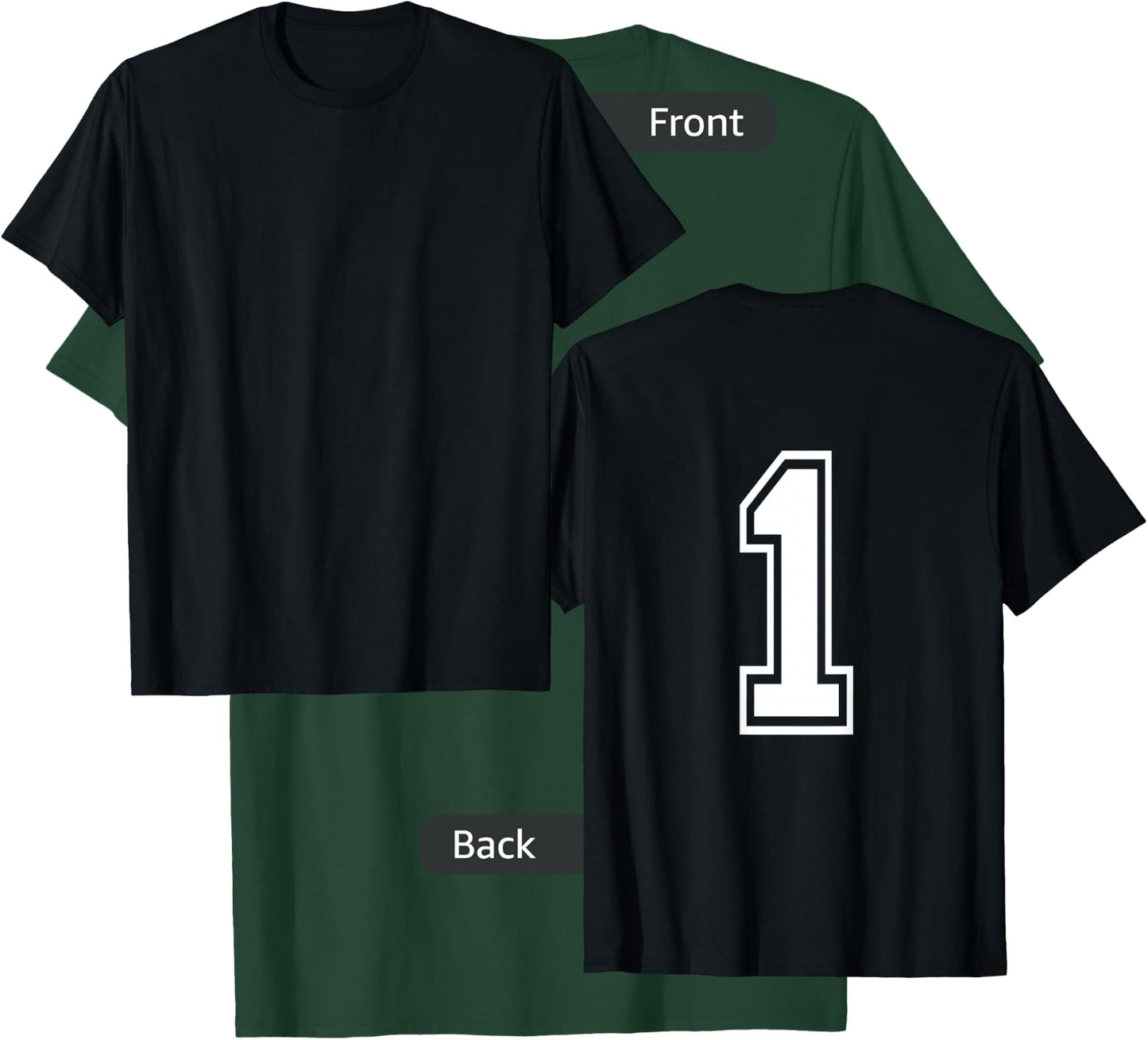 Number 1 Sports Player Number Back of Shirt Only T-Shirt - T-Shirt | Forest