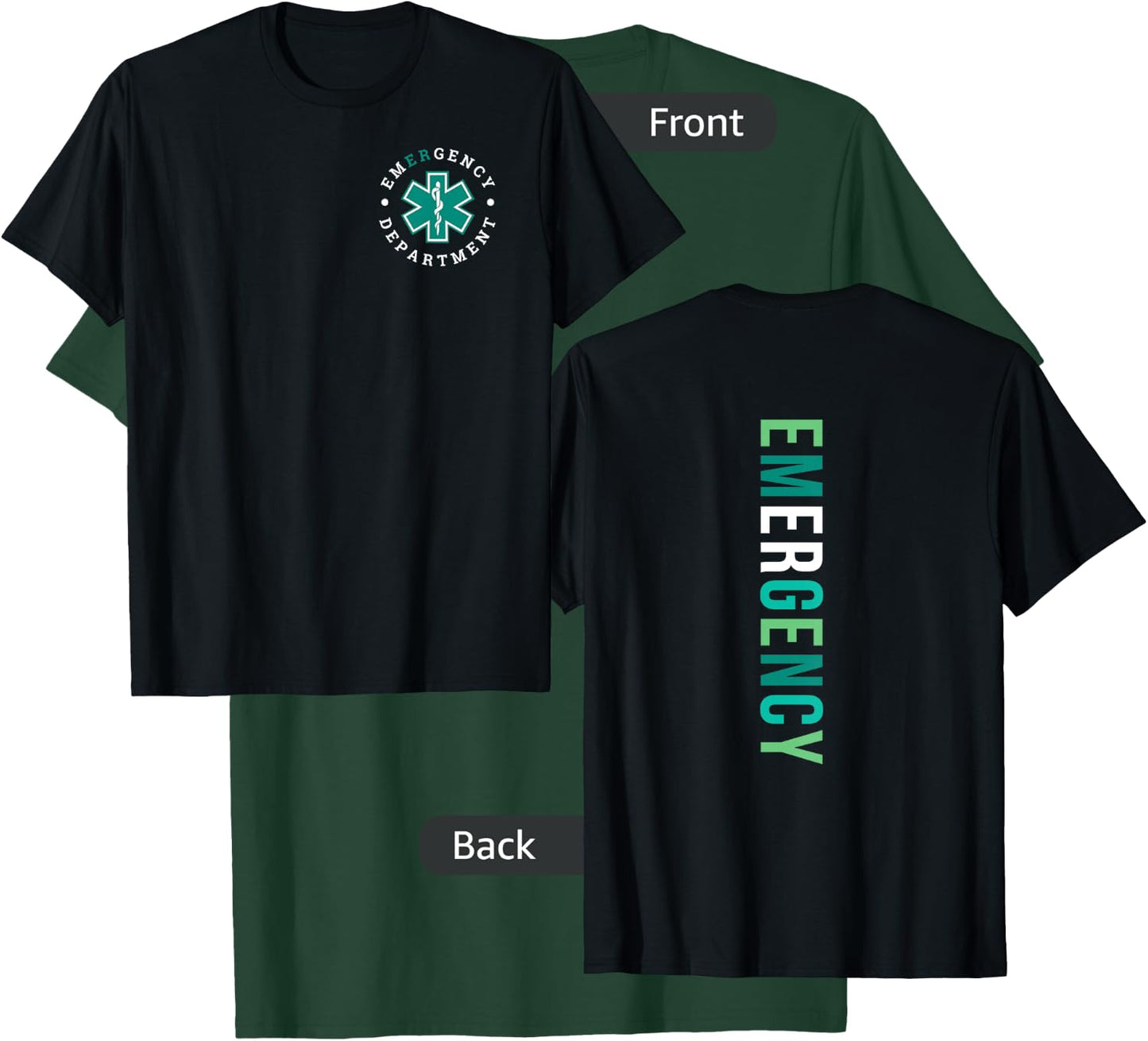 Emergency Department ER Trauma Front and Back Design , Small T-Shirt - T-Shirt | Forest