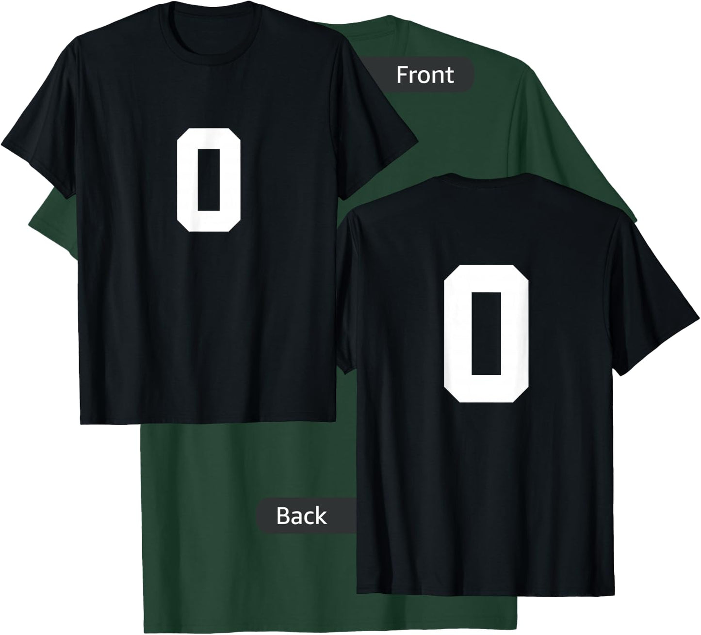 Number 0 (on Front / Back) Sports Team Number Jersey T-Shirt - T-Shirt | Forest