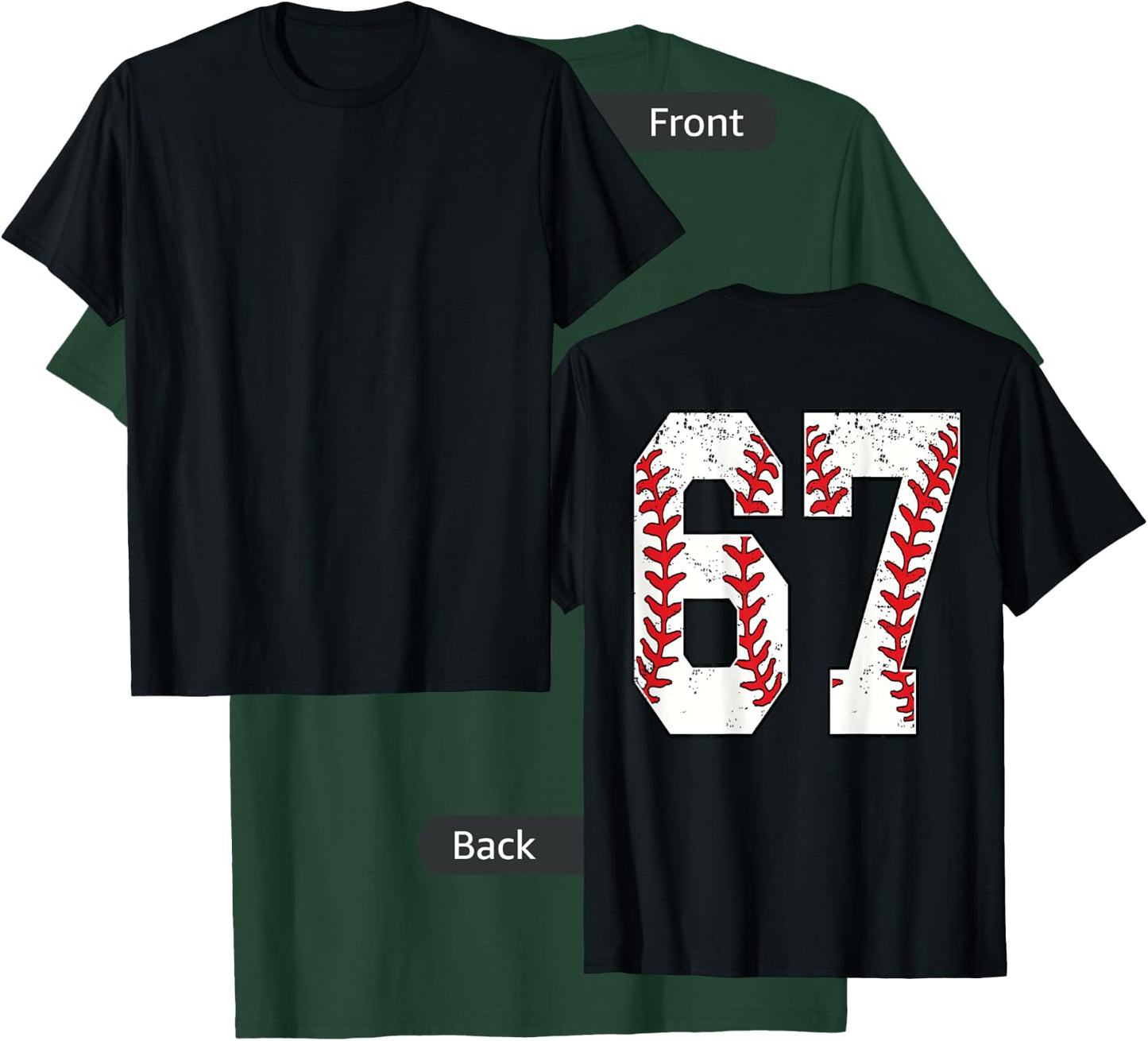 Number #67 Baseball Jersey Number 67 Print On Back T-Shirt - T-Shirt | Forest