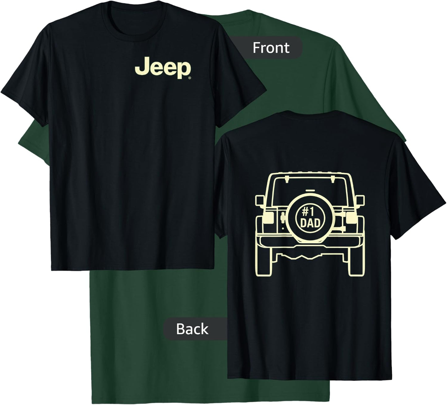 Jeep Dad (Front/Back Print) Small T-Shirt - T-Shirt | Forest