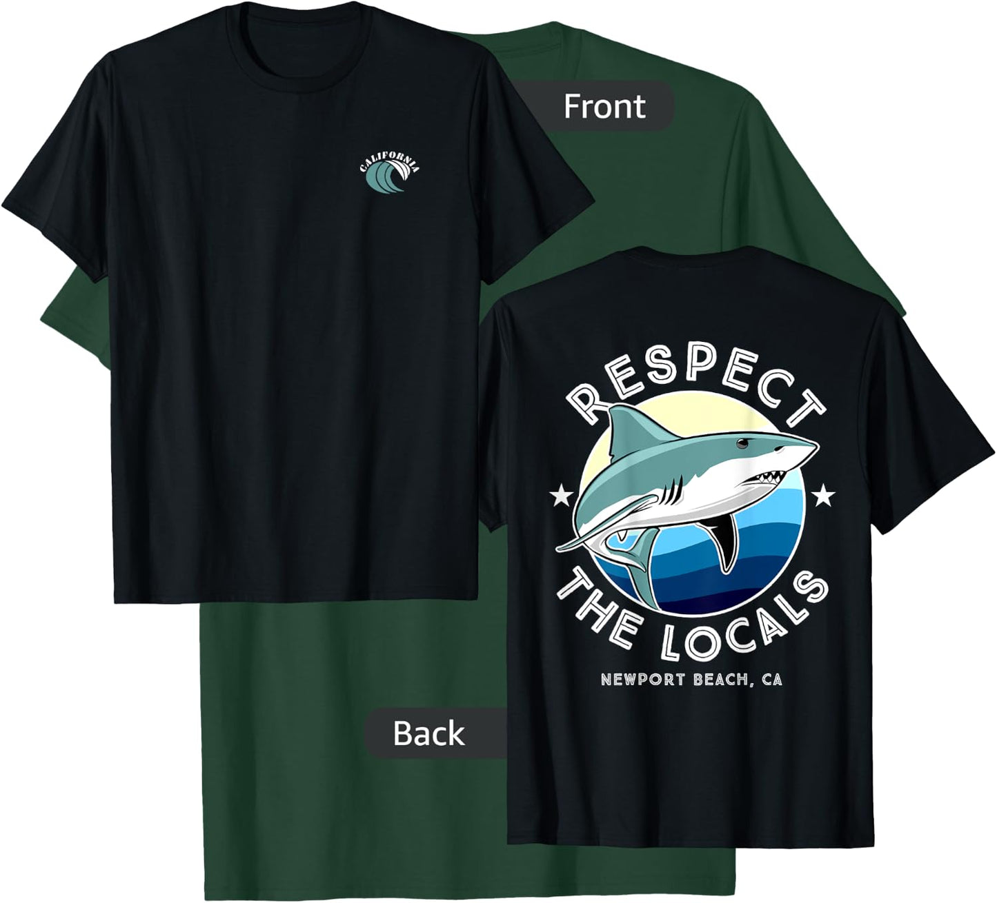 Newport Beach California - Respect the Locals Shark Women Kids T-Shirt - T-Shirt | Forest