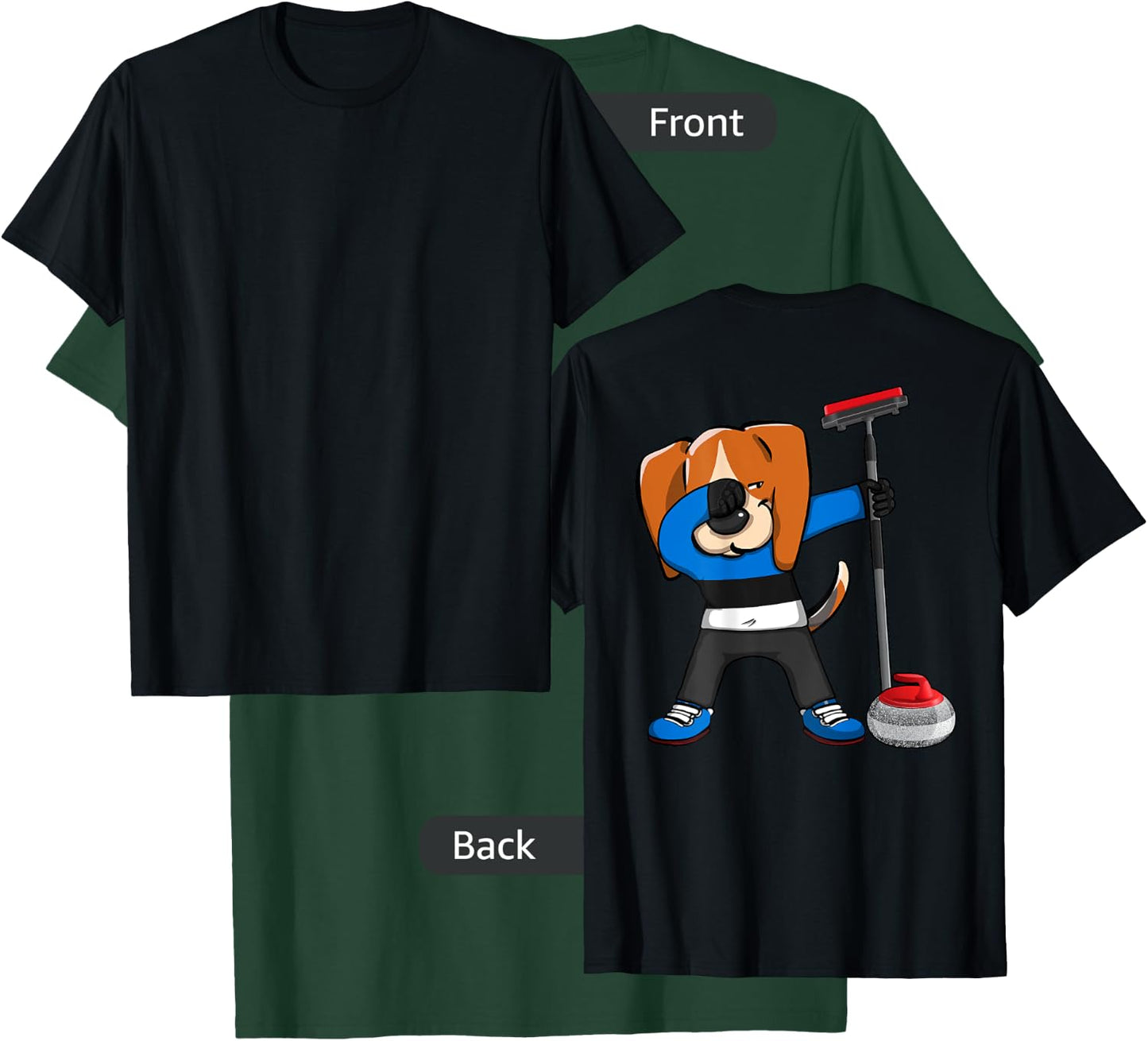 Dabbing Beagle Estonia Curling Lovers Jersey Winter Sports T-Shirt - T-Shirt | Forest