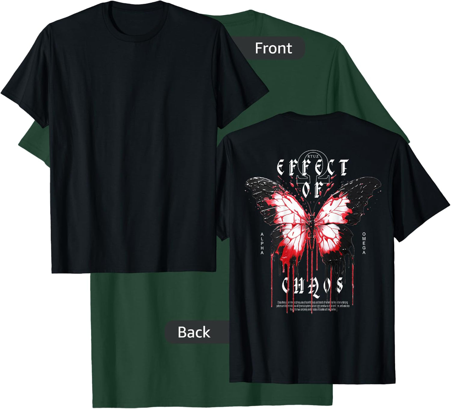 Y2K Back Print Streetwear Fashion Women Men Retro Butterfly T-Shirt - T-Shirt | Forest