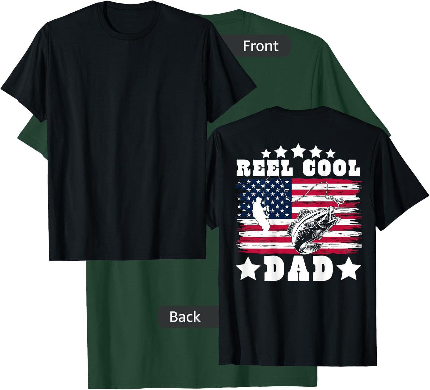 American Dad USA Fishing - Reel Cool Fishing Dad (on back) T-Shirt - T-Shirt | Forest
