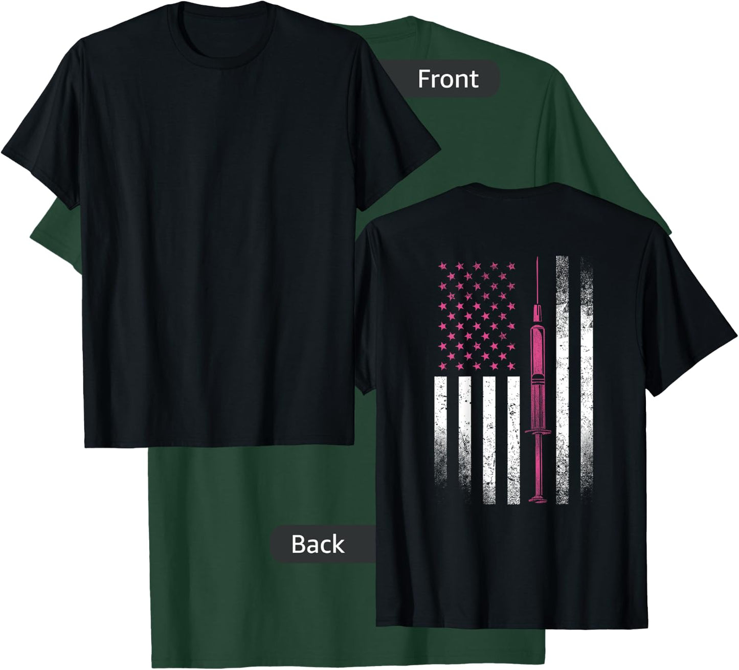 Nurse Shirt RN LPN American Flag Syringe Doctor Medical USA T-Shirt - T-Shirt | Forest