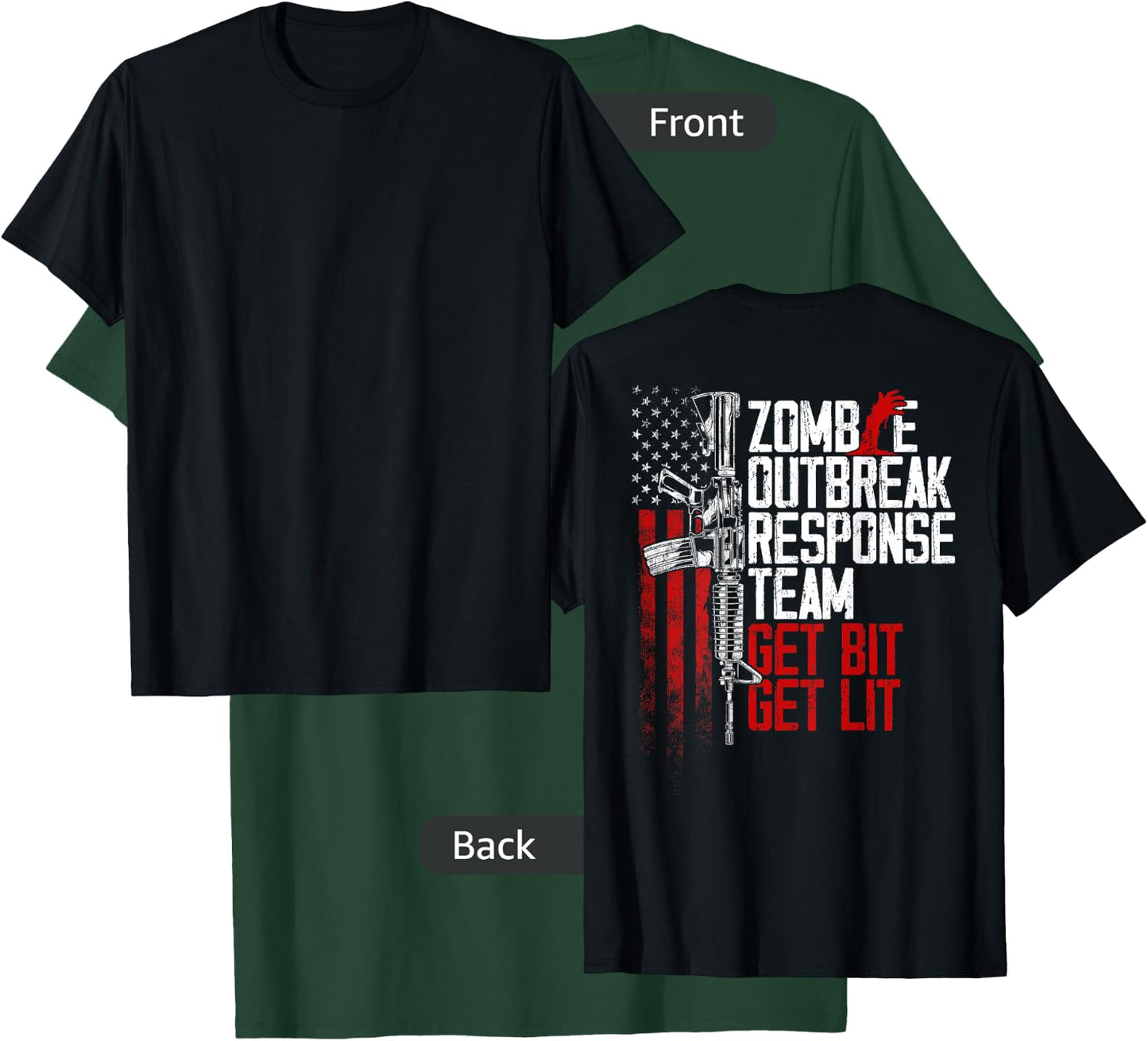 USA Flag Zombie Outbreak Response Team Get Bit (on back) Men T-Shirt - T-Shirt | Forest