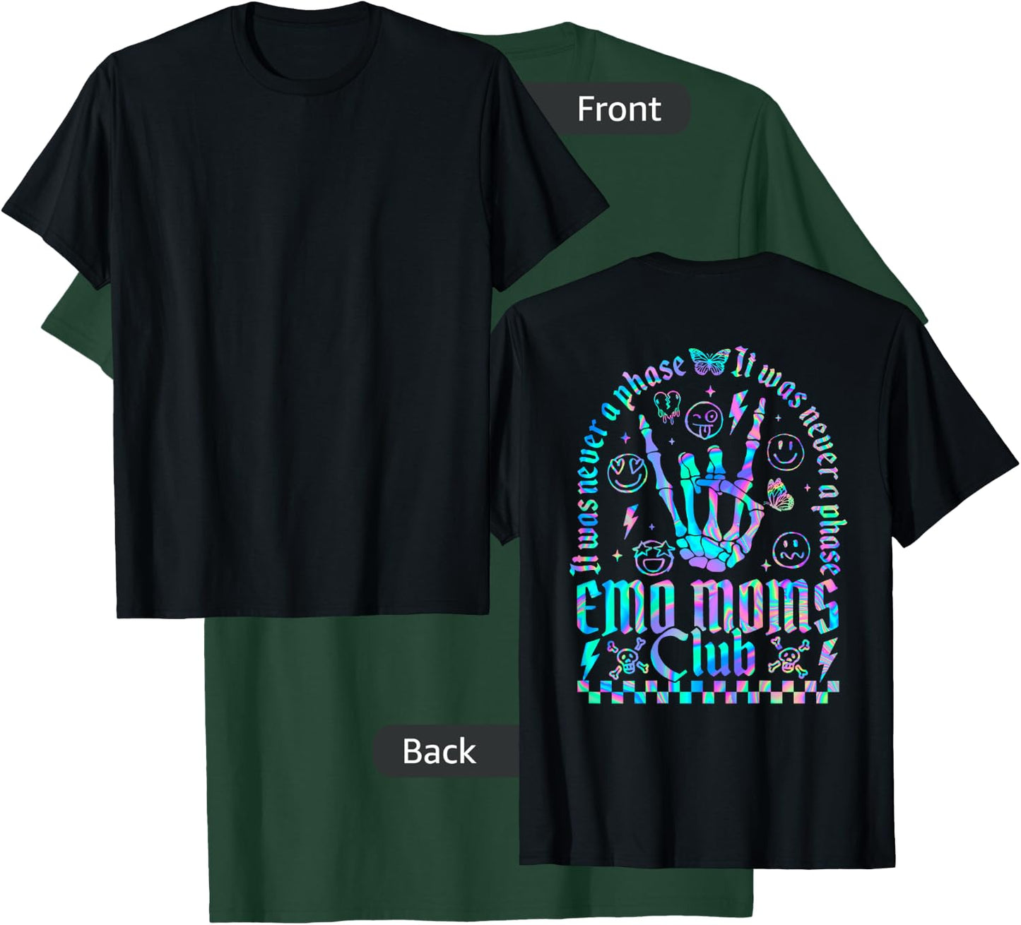 Emo Moms Club Skeleton Motherhood Funny Mama Rocking (back) T-Shirt - T-Shirt | Forest