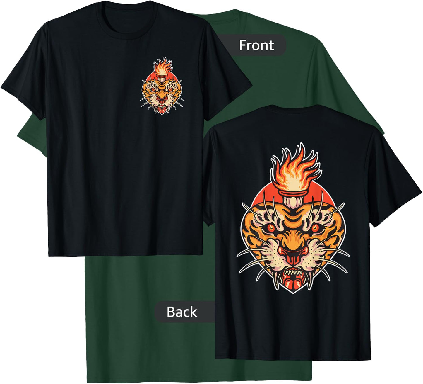 Sacred Heart Tiger American Traditional Tattoo Trendy Edgy T-Shirt - T-Shirt | Forest