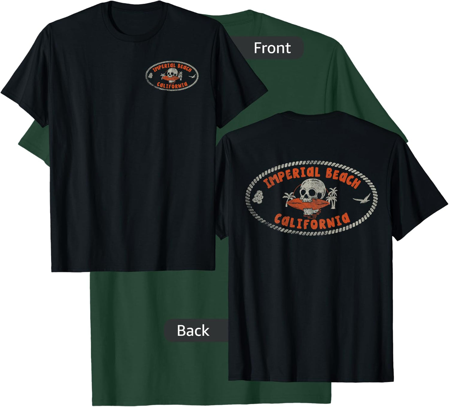Imperial Beach California CA Retro Surfer Front & Back T-Shirt - T-Shirt | Forest