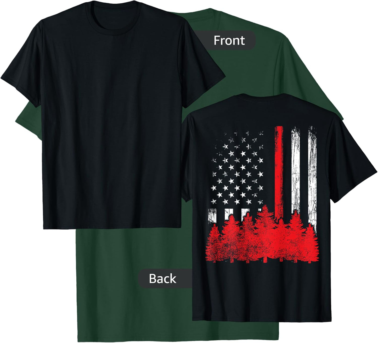 Thin Red Line American Flag Wildland Firefighter Shirts Gift T-Shirt - T-Shirt | Forest