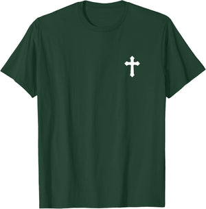 Small Cross Subtle Christian Minimalist Religious Faith T-Shirt - T-Shirt | Forest