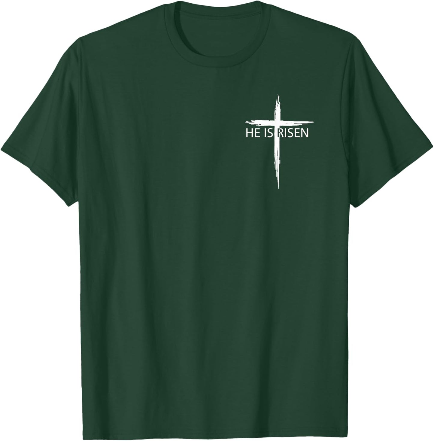 He is Risen Pocket Christian Easter Jesus Religious Cross T-Shirt - T-Shirt | Forest