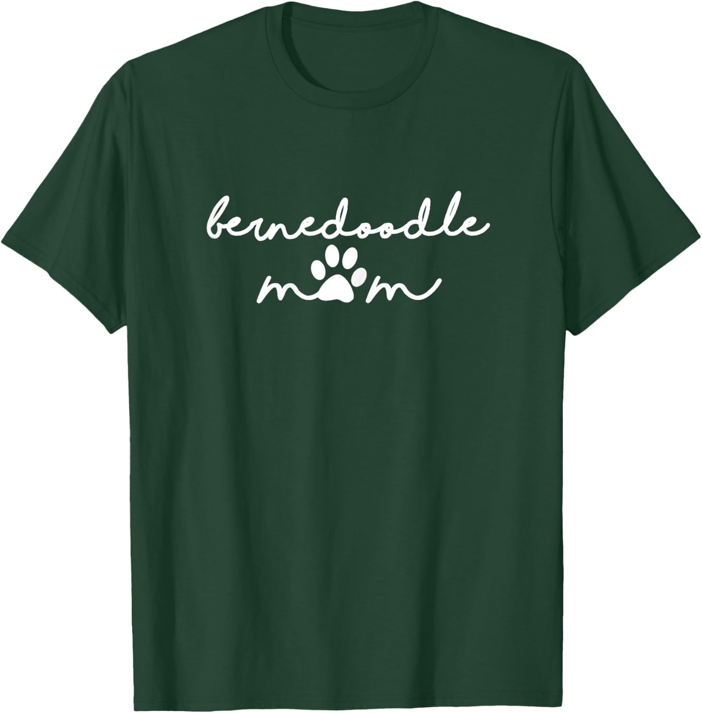Bernedoodle Mom with Dog Pawprint for Human Fur Mama T-Shirt - T-Shirt | Forest