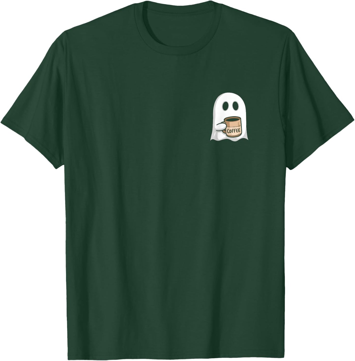 Ghost Drinking Coffee Funny Halloween Costume Coffee Lover T-Shirt - T-Shirt | Forest