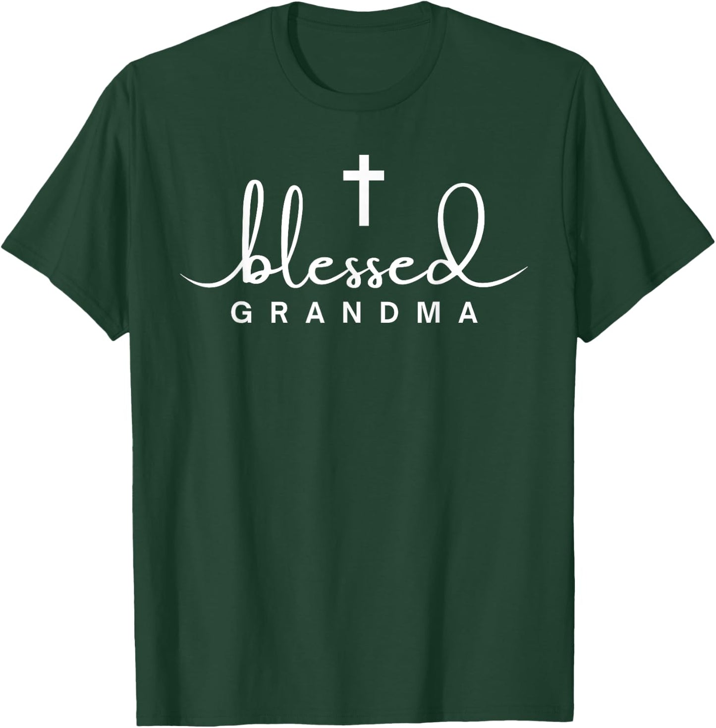 Blessed Grandma Christian Cross Subtle Religious Faith Gifts T-Shirt - T-Shirt | Forest