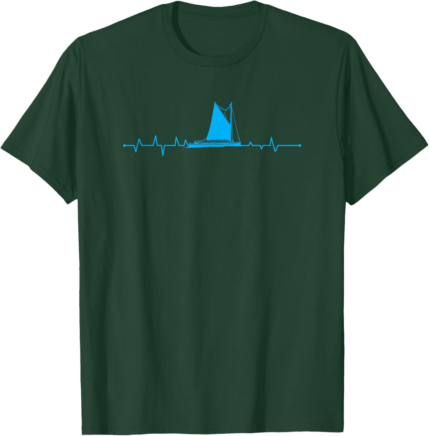 Sailboat Heartbeat Sailor Fishermen Boat Lover T-Shirt - T-Shirt | Forest