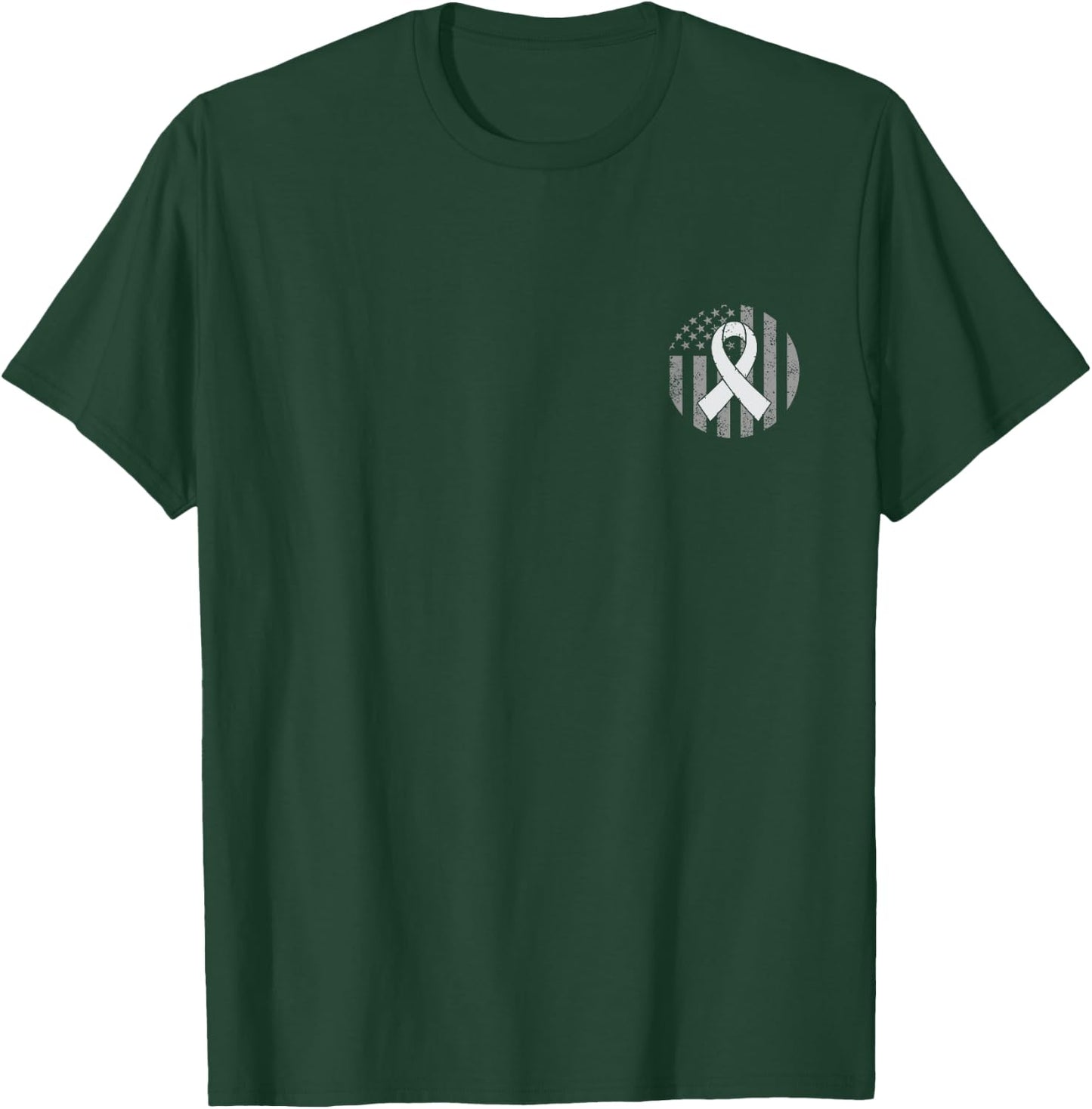 Distressed American Flag Pocket Brain Cancer Awareness Kids Men T-Shirt - T-Shirt | Forest