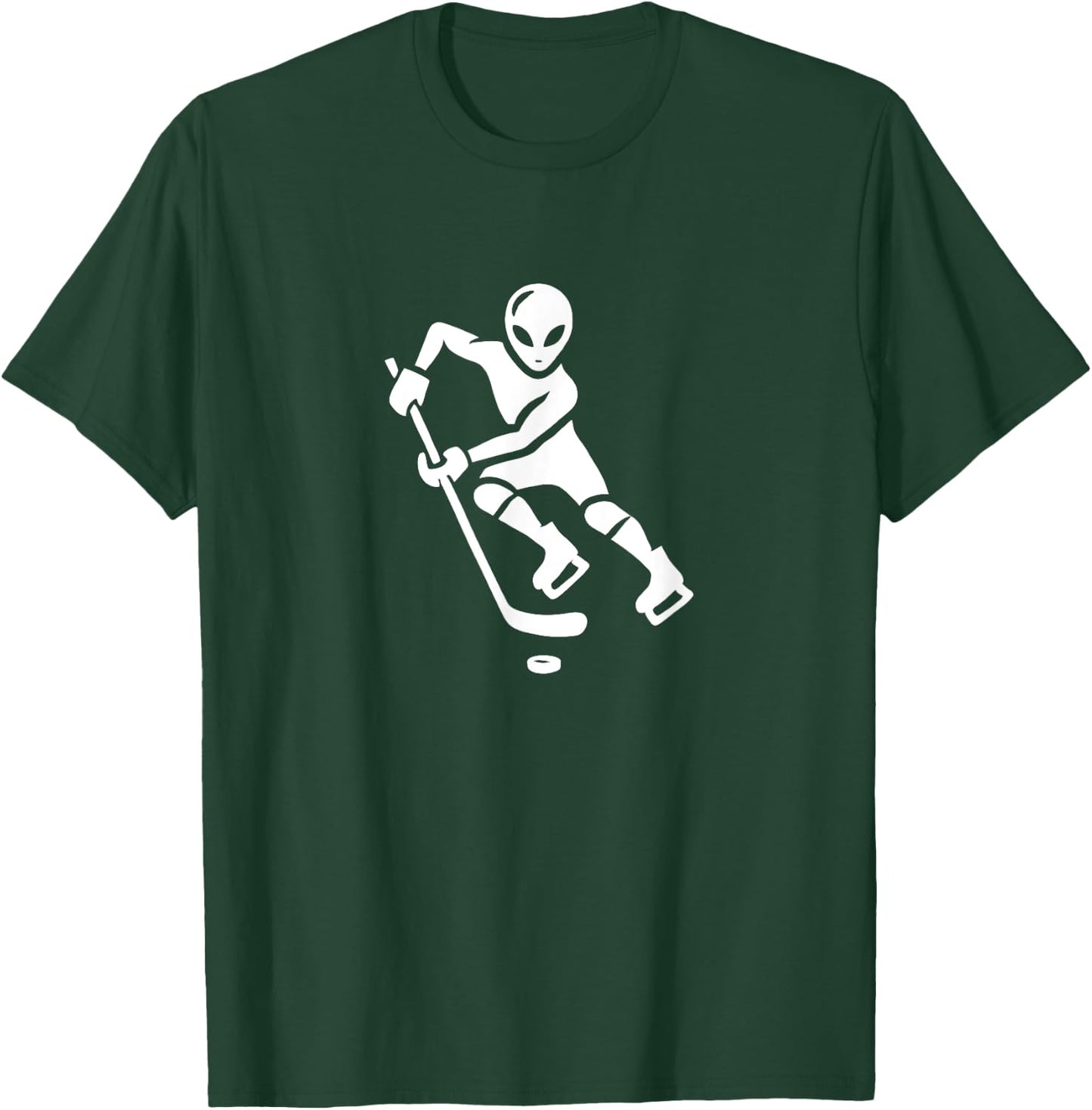 Alien Hockey Player Silhouette Minimalist Extraterrestial T-Shirt - T-Shirt | Forest