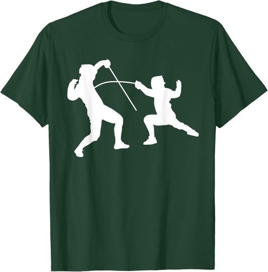 Silhouette American Fencing Fencer Swordsman Fight Combat T-Shirt - T-Shirt | Forest