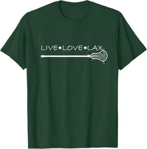 Live Love LAX Lacrosse with wand design and Girls T-Shirt - T-Shirt | Forest