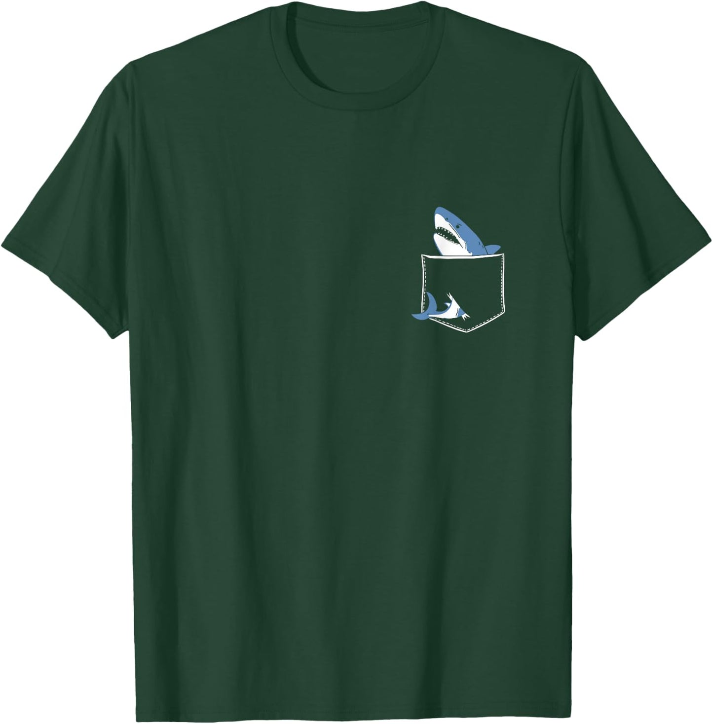 Shark Pocket Animal Pets Funny Shark Men Women Kids T-Shirt - T-Shirt | Forest