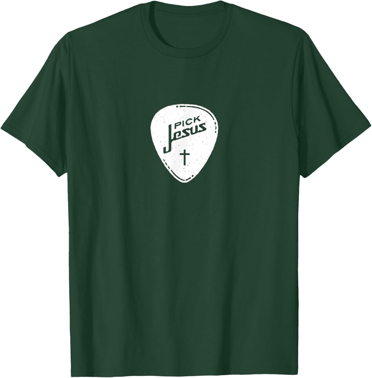 Christian Shirt - Vintage Guitar Pick Jesus Cross Worship T-Shirt - T-Shirt | Forest