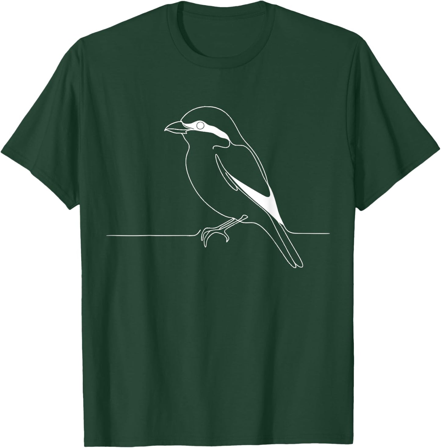 Line Art Bird & Ornithologist Loggerhead Shrike T-Shirt - T-Shirt | Forest