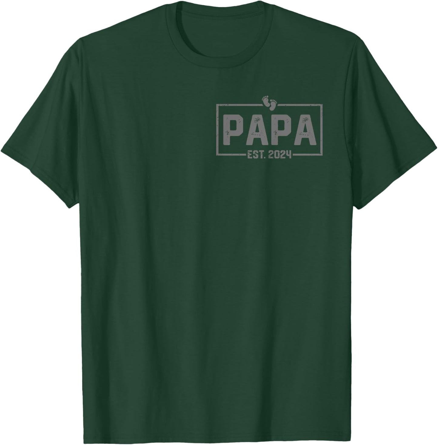 Papa Est. 2024 Papa 2024 Logo New Dad Fathers Day T-Shirt - T-Shirt | Forest