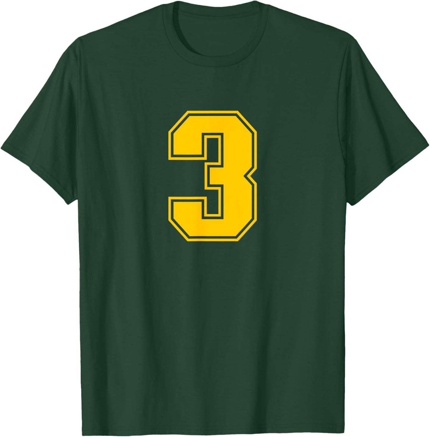 Number #3 Yellow Sports Fan Jersey Number T-Shirt - T-Shirt | Forest
