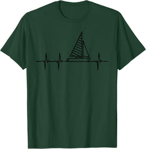 Sailboat Heartbeat Sailing Medical Nurse Boat Lover Gift T-Shirt - T-Shirt | Forest