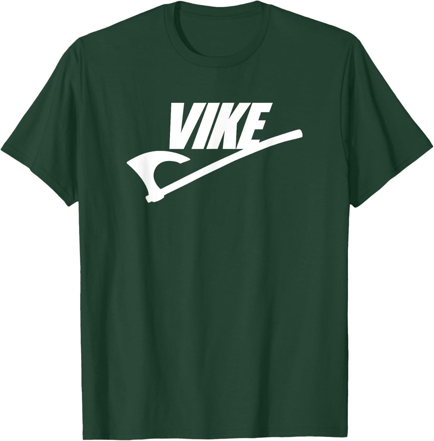 Vike Viking Battle Axe White Print Funny T-Shirt - T-Shirt | Forest