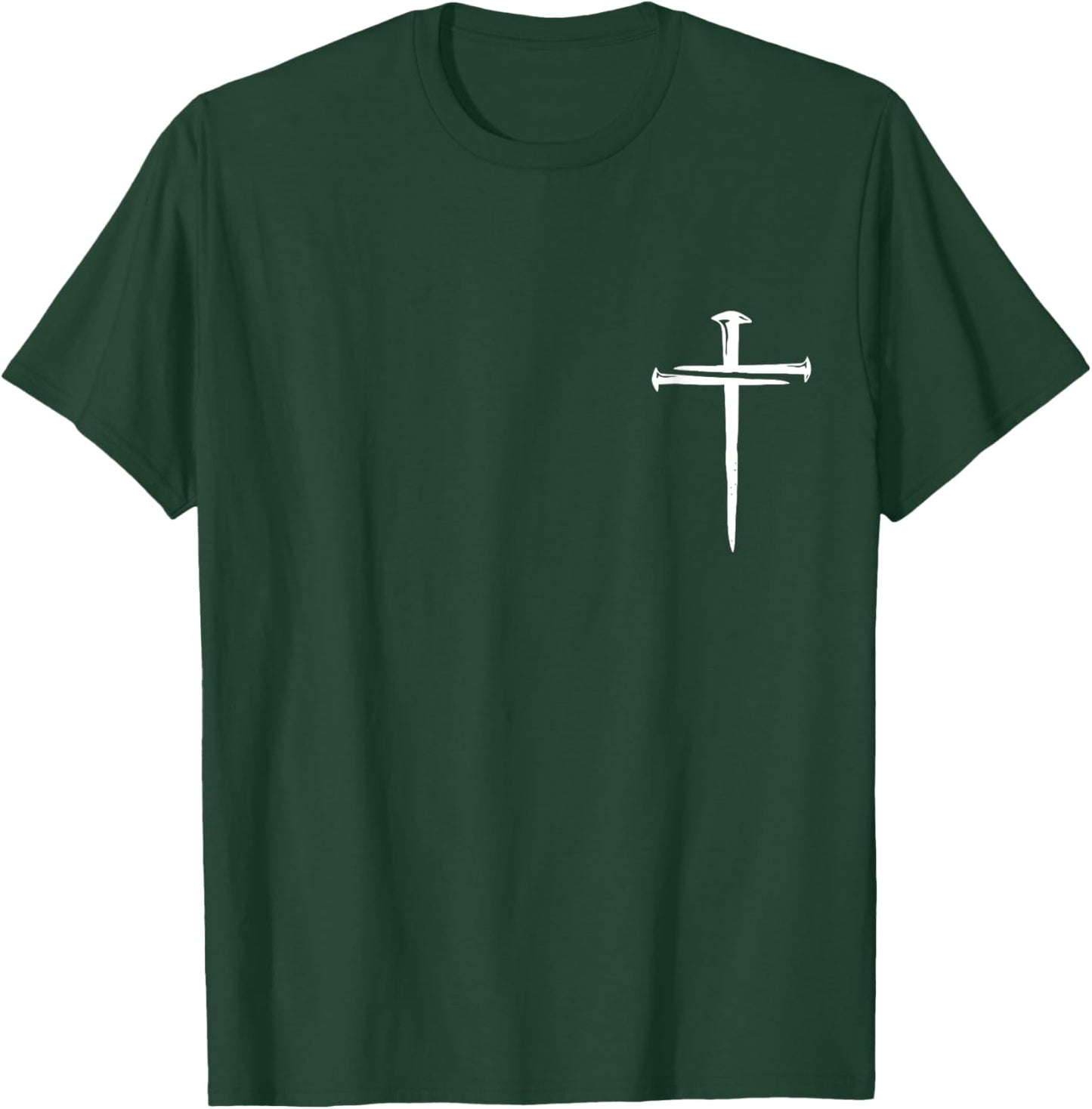 Christian Religious Jesus Crist Three Nails Cross Black Adults Kids Cotton Polyester Blend Modern Straight Fit T-Shirt - T-Shirt | Forest