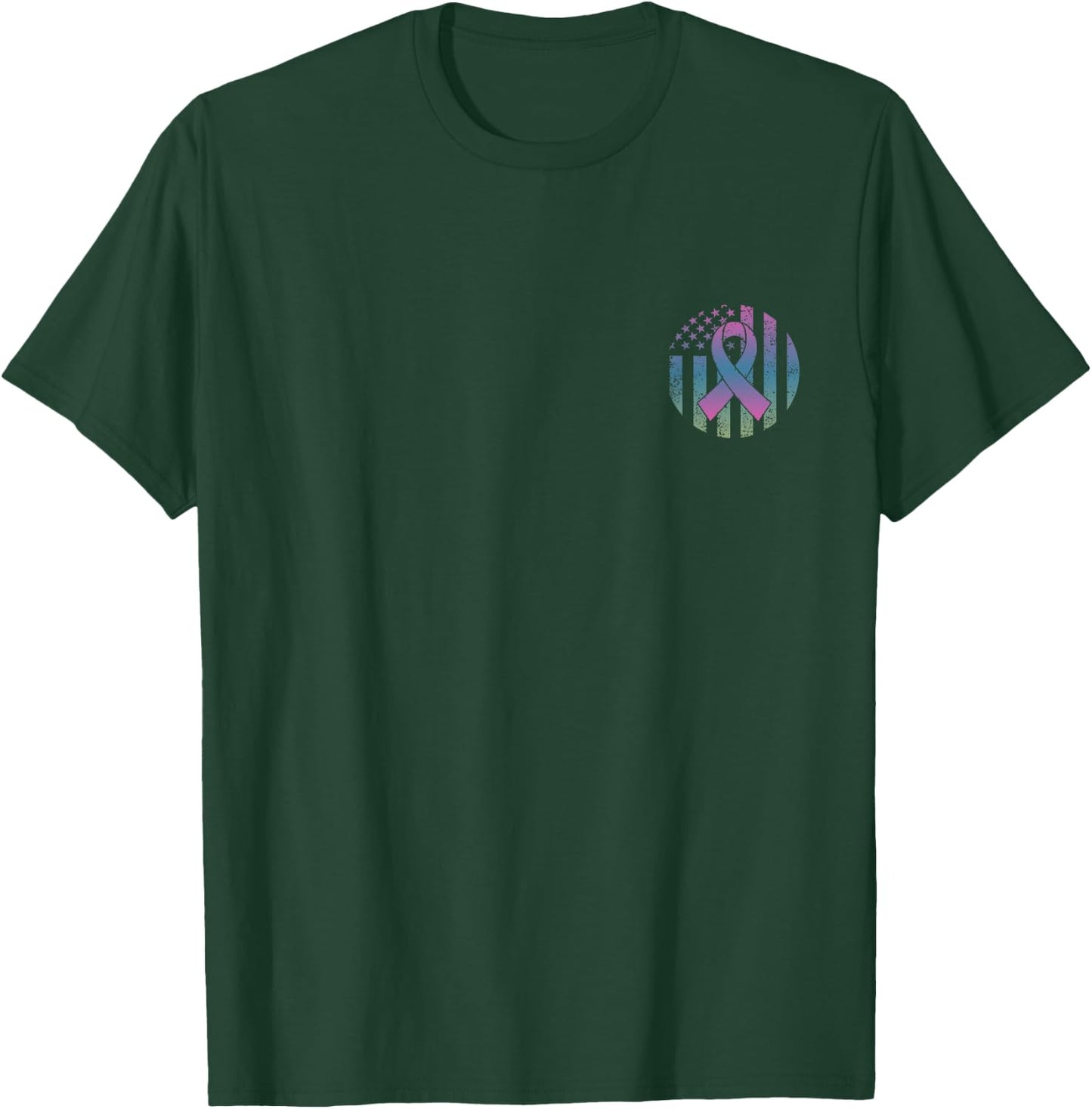 Distressed American Flag Pocket Metastatic Breast Cancer Awa Men T-Shirt - T-Shirt | Forest