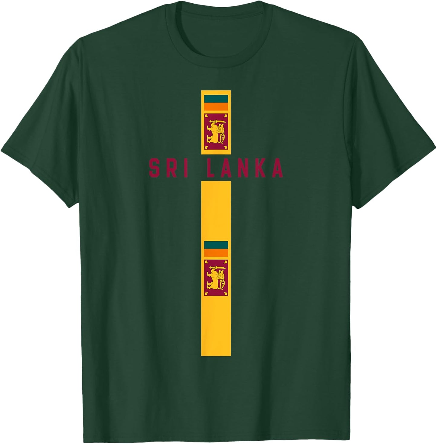 Vertical Sri Lanka Flag, text “SRI LANKA” in capital letters T-Shirt - T-Shirt | Forest
