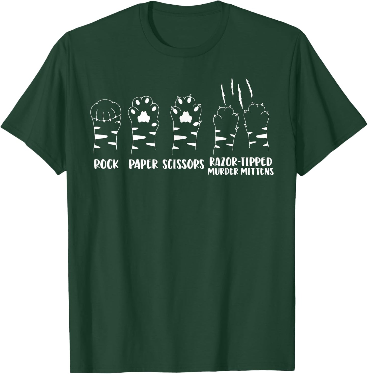 Cat Paw Rock Paper Scissors Razor Tipped Murder Mittens T-Shirt - T-Shirt | Forest